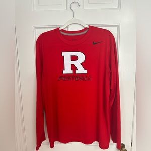 Nike Dri Fit Rutgers Football Long Sleeve Tee Red | Size M